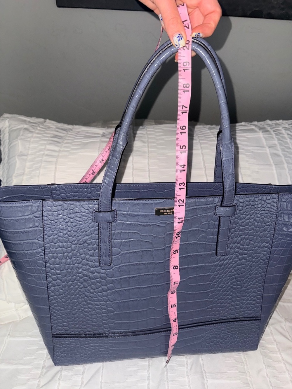 💙 Kate Spade New York Blue Embossed Alligator Tote Bag